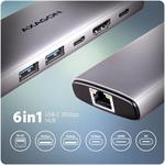 Axagon HMC-6G2L,6-in-1 Hub, USB-C 10 Gbps, 100W