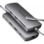 Axagon HMC-8HLSA, USB hub, 3x USB-A, HDMI, RJ-45, PD 100W