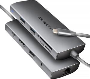 Axagon HMC-8HLSA, USB hub, 3x USB-A, HDMI, RJ-45, PD 100W