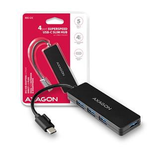 AXAGON HUE-G1C, 4x USB 3.2 Gen 1 SLIM hub, kabel Type-C