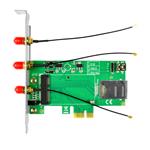 AXAGON PCEM-E3, PCIe - mini PCIe adaptér, SIM slot + 3x SMA konektor