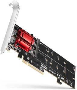 AXAGON PCEM2-ND PCE-E 3.0 8x - dual M.2 NVMe M-key slot adapter w. dataswitch, SP & LP, up to 110mm SSD