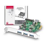 AXAGON PCEU-330V PCIe adaptér 3+1x USB3.0 UASP Charging 3A out VIA + LP