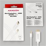 Axagon RVDM-HI14C2W, Mini DisplayPort - HDMI 1.4 redukcia / kábel 1.8 m, 4K/30Hz, biely