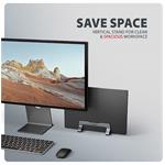 Axagon STND-VG, vertikálny hliníkový stojan pre notebooky 10"-17.3, sivý