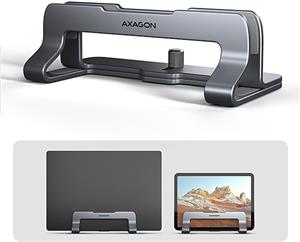 Axagon STND-VG, vertikálny hliníkový stojan pre notebooky 10"-17.3, sivý