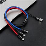 Baseus 3in1, kábel USB na Micro + Lightning + Type-C, 0,3 m, čierny