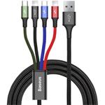 Baseus 4in1 kábel USB na 2x Lightning + Type-C + Micro 1,2m, čierny, (rozbalené)