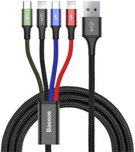 Baseus 4in1 kábel USB na 2x Lightning + Type-C + Micro 1,2m, čierny, (rozbalené)