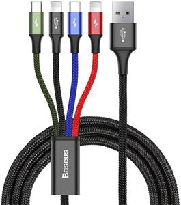 Baseus 4in1 kábel USB na 2x Lightning + Type-C + Micro 1,2m, čierny