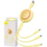 Baseus Bright Mirror 2, 3in1 kábel USB na USB-C + Micro + Lightning, 1,1m, žltý