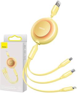 Baseus Bright Mirror 2, 3in1 kábel USB na USB-C + Micro + Lightning, 1,1m, žltý