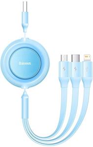 Baseus Bright Mirror 2, 3in1 kábel USB na USB-C + Micro + Lightning, 1,2m, modrá