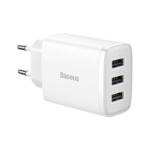 Baseus Compact 17W, 3xUSB, biela