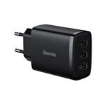 Baseus Compact 17W, 3xUSB, čierna