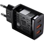 Baseus Compact rýchlo nabíjačka, 2xUSB, USB-C, PD, 3A, 30W, čierna