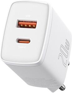 Baseus Compact rýchlo nabíjačka, USB + USB-C, 20W, biela