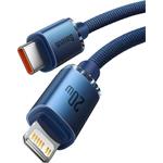 Baseus Crystal kábel USB-C na Lightning 20W, 1,2m, modrý