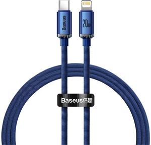 Baseus Crystal kábel USB-C na Lightning  20W, 1,2m, modrý