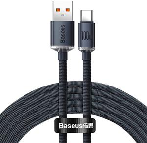 Baseus Crystal Shine kábel USB na USB-C, 5A 100W, 1,2m, čierny