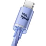 Baseus Crystal Shine kábel USB na USB-C, 5A 100W, 1,2m, fialova