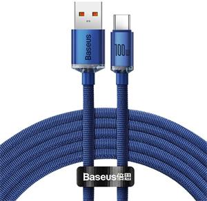 Baseus Crystal Shine kábel USB na USB-C, 5A 100W, 1,2m, modrá