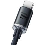 Baseus Crystal Shine kábel USB na USB-C, 5A 100W, 2,0m, čierny