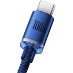 Baseus Crystal Shine kábel USB na USB-C, 5A 100W, 2,0m, modrá