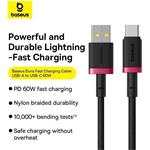 Baseus Dura kábel USB na USB-C, 60W, 1m, čierno-červený