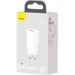 Baseus GaN2 Lite Quick Charger 65W, USB-A + USB-C, biela