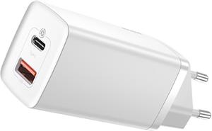Baseus GaN2 Lite Quick Charger 65W, USB-A + USB-C, biela