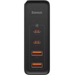 Baseus GaN2 Pro Quick Charger 100W, 2x USB-A + 2x USB-C, čierna
