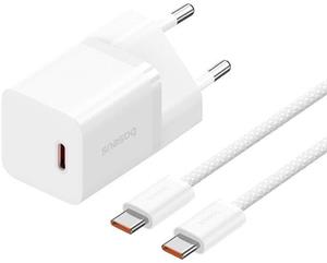 Baseus GaN5 30W, rýchlo nabíjačka + kábel USB-C, 1m, biela