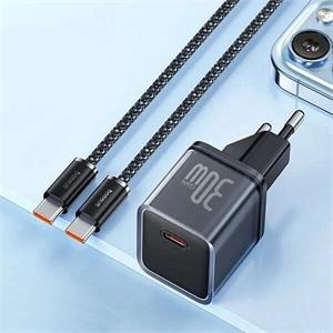 Baseus GaN5 30W, rýchlo nabíjačka + kábel USB-C, 1m, čierna