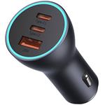 Baseus Golden Contactor Pro auto nabíjačka, 2 x USB-C, 1x USB, 65 W, sivá