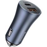 Baseus Golden Contactor Pro auto nabíjačka, USB + USB-C, QC4.0+, PD, SCP, 40W, sivá
