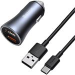 Baseus Golden Contactor Pro duálna USB nabíjačka + USB-C kábel, 40W, sivá, (rozbalené)