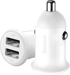 Baseus Grain Pro auto nabíjačka 2x USB 4.8A, biela