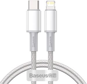 Baseus High Density Braided kábel USB-C na lightning M/M, PD, 20W, 1m, biely
