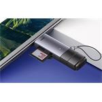 Baseus Lite Series SD/micro SD čítačka kariet, USB + USB-C, sivá