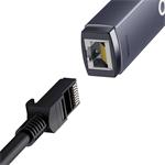 Baseus Lite Series sieťový adaptér USB-RJ45, 1000 Mbps, sivá