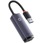 Baseus Lite Series sieťový adaptér USB-RJ45, 1000 Mbps, sivá