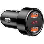 Baseus Magic 45W auto nabíjačka, 2x USB, čierna