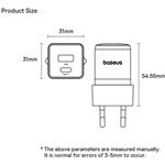 Baseus Palm rýchlo nabíjačka 30W, 1xUSB-A, 1xUSB-C, čierna