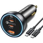 Baseus Qualcomm Quick Charge 5, nabíjačka do auta 1x USB-A, 2x Type-C 160W + kábel USB-C 100W