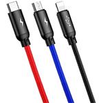 Baseus Rapid 3in1 kábel USB na Micro + Lightning + Type-C, 1,2 m, čierny