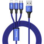 Baseus Rapid Series 3in1 kábel USB na Micro + Dual Lightning 3A 1,2m modrý