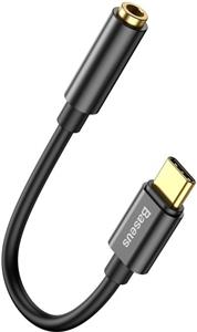 Baseus redukcia USB-C na jack 3,5 M/F, káblová, 0,10m, čierna