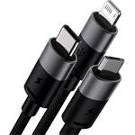 Baseus StarSpeed Series, 3in1 kábel USB na USB-C + Micro + Lightning 3,5A, 1,2m, čierny