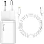 Baseus Super Si Quick Charger USB-C 20W + kábel lightning 1m, biela